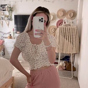 Blue life floral crop top